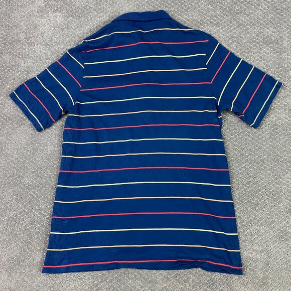 Criquet Polo Shirt Men's Medium Blue Stripe Organic Cotton Striped Preppy - Picture 4 of 10